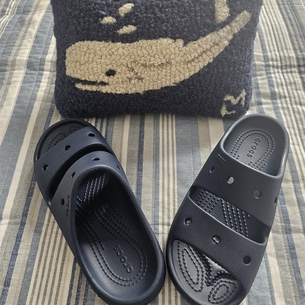 NWOT CROCS Navy Blue Slide Sandals